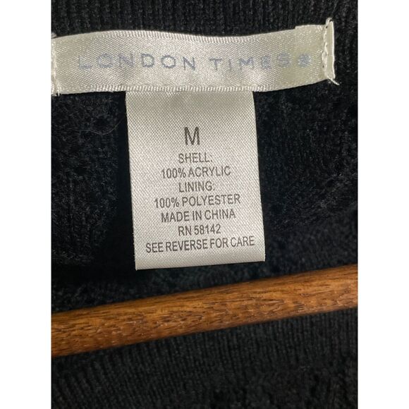 London Times Knit Sweater Dress Long Sleeve Scoop Neck Black NWT Medium - Picture 9 of 11